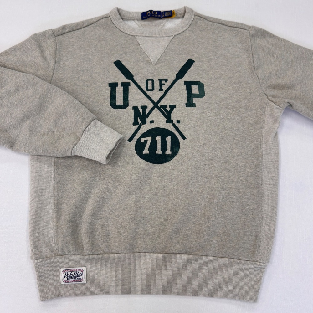 Polo Ralph Lauren Mens Gray Collegiate U Of Polo Rowing Graphic Sweatshirt S